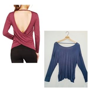 Harmony Balance Open Back‎ Criss Cross Active Wear Navy Blue Top